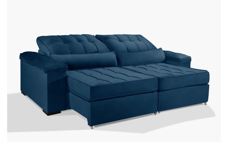 Sofá Retrátil e Reclinável 2.50m ESTILO ESTOFADOS - MOSCOU com SoftGel D33 Velusoft "Azul" Sofá Retrátil e Reclinável 2.50m ESTILO ESTOFADOS - MOSCOU com SoftGel D33 Velusoft "Azul"