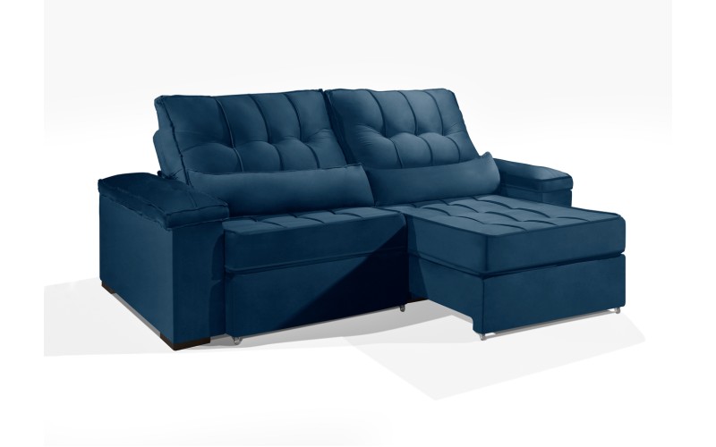 Sofá Retrátil e Reclinável 2.50m ESTILO ESTOFADOS - MOSCOU com SoftGel D33 Velusoft "Azul" Sofá Retrátil e Reclinável 2.50m ESTILO ESTOFADOS - MOSCOU com SoftGel D33 Velusoft "Azul"