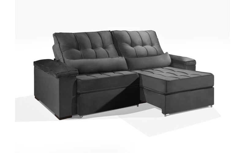 Sofá Retrátil e Reclinável 2.50m ESTILO ESTOFADOS - MOSCOU com SoftGel D33 Velusoft "Cinza" Sofá Retrátil e Reclinável 2.50m ESTILO ESTOFADOS - MOSCOU com SoftGel D33 Velusoft "Cinza"