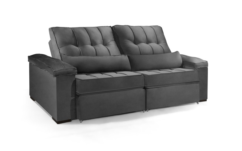 Sofá Retrátil e Reclinável 2.50m ESTILO ESTOFADOS - MOSCOU com SoftGel D33 Velusoft "Cinza" Sofá Retrátil e Reclinável 2.50m ESTILO ESTOFADOS - MOSCOU com SoftGel D33 Velusoft "Cinza"
