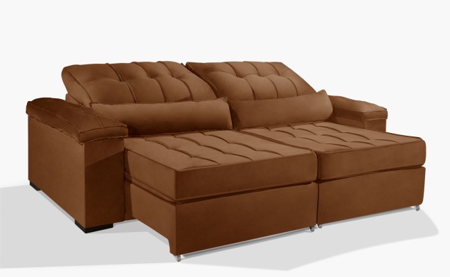 Sofá Retrátil e Reclinável 2.20m ESTILO ESTOFADOS - MOSCOU com SoftGel D33 Velusoft "Terracota"