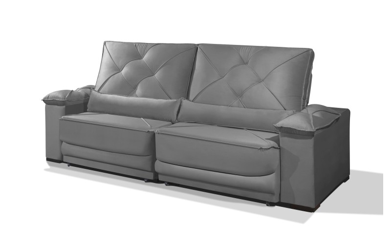 Sofá Retrátil e Reclinável 2.50m ESTILO ESTOFADOS - ODIN com SoftGel D33 Velusoft "Cinza" Sofá Retrátil e Reclinável 2.50m ESTILO ESTOFADOS - ODIN com SoftGel D33 Velusoft "Cinza"