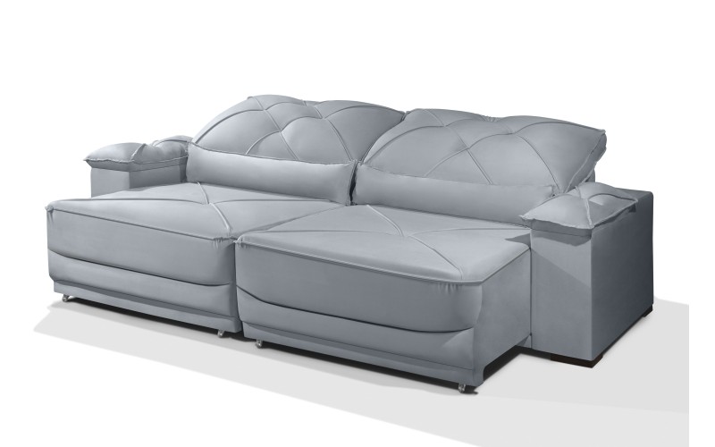 Sofá Retrátil e Reclinável 2.20m ESTILO ESTOFADOS - ODIN com SoftGel D33 Velusoft "Cinza" Sofá Retrátil e Reclinável 2.20m ESTILO ESTOFADOS - ODIN com SoftGel D33 Velusoft "Cinza"