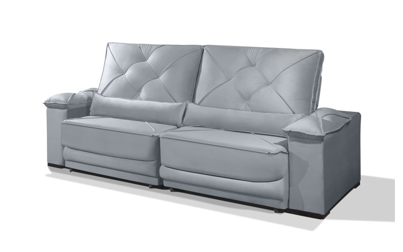 Sofá Retrátil e Reclinável 2.20m ESTILO ESTOFADOS - ODIN com SoftGel D33 Velusoft "Cinza" Sofá Retrátil e Reclinável 2.20m ESTILO ESTOFADOS - ODIN com SoftGel D33 Velusoft "Cinza"