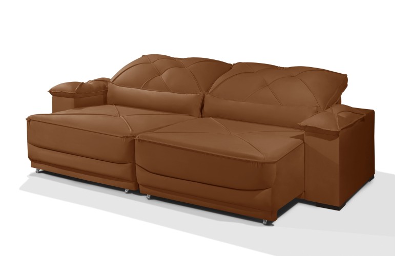 Sofá Retrátil e Reclinável 2.50m ESTILO ESTOFADOS - ODIN com SoftGel D33 Velusoft "Terracota" Sofá Retrátil e Reclinável 2.50m ESTILO ESTOFADOS - ODIN com SoftGel D33 Velusoft "Terracota"