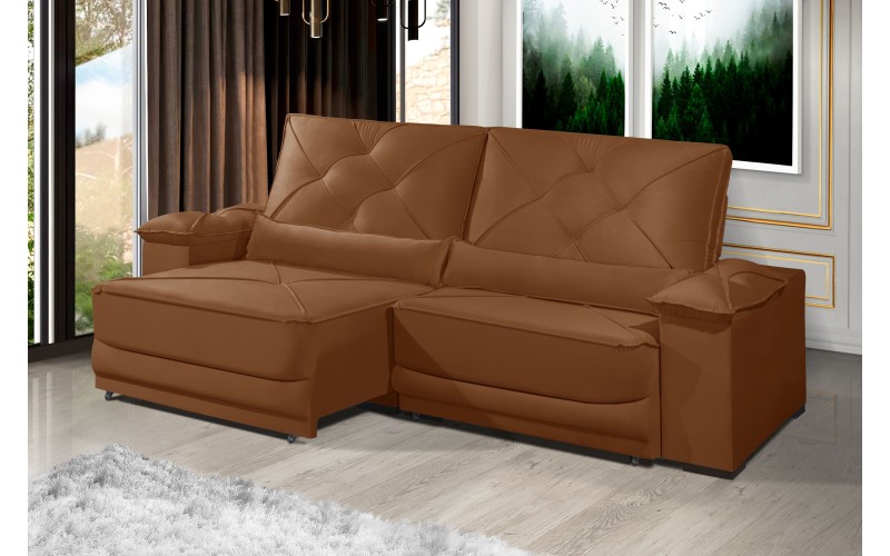 Sofá Retrátil e Reclinável 2.50m ESTILO ESTOFADOS - ODIN com SoftGel D33 Velusoft "Terracota" Sofá Retrátil e Reclinável 2.50m ESTILO ESTOFADOS - ODIN com SoftGel D33 Velusoft "Terracota"