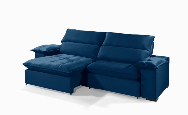 Sofá Retrátil e Reclinável 2.90m ESTILO ESTOFADOS - OSLO com SoftGel D33 Velusoft "Azul"