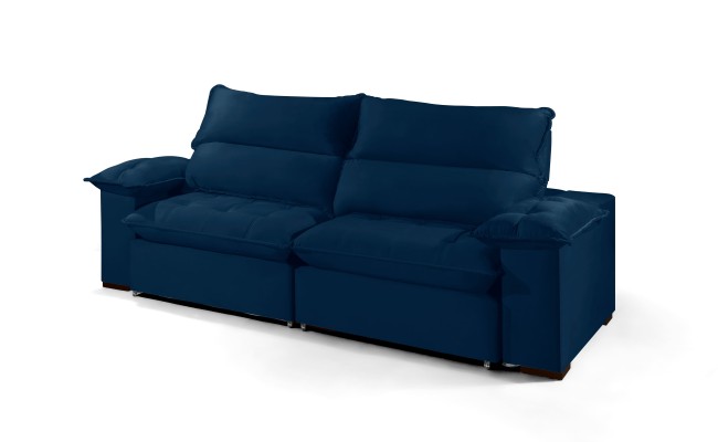 Sofá Retrátil e Reclinável 2.50m ESTILO ESTOFADOS - OSLO com SoftGel D33 Velusoft "Azul"