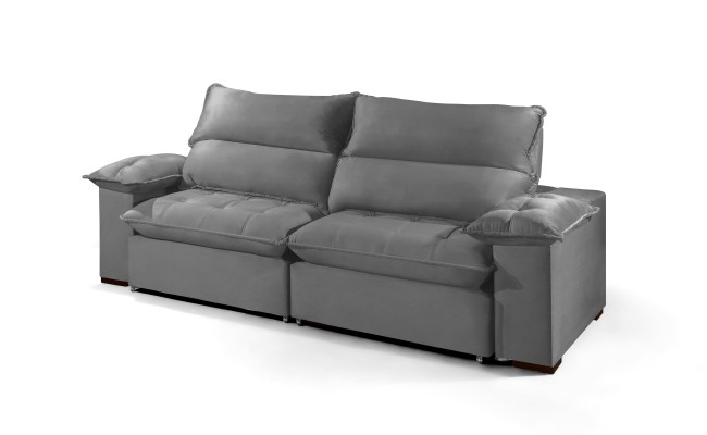 Sofá Retrátil e Reclinável 2.50m ESTILO ESTOFADOS - OSLO com SoftGel D33 Velusoft "Cinza"