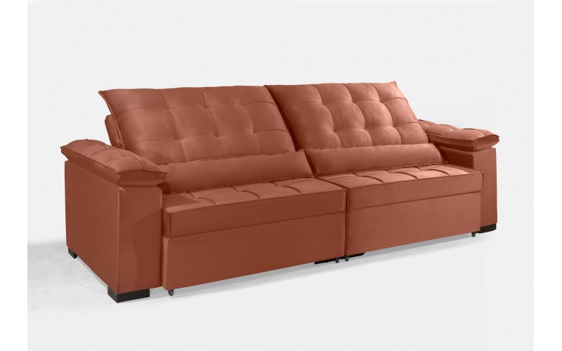 Sofá Retrátil e Reclinável RENEW 2.30m ESTILO ESTOFADOS - França Velusoft Cor "Terracota" Sofá Retrátil e Reclinável RENEW 2.30m ESTILO ESTOFADOS - França Velusoft Cor "Terracota"