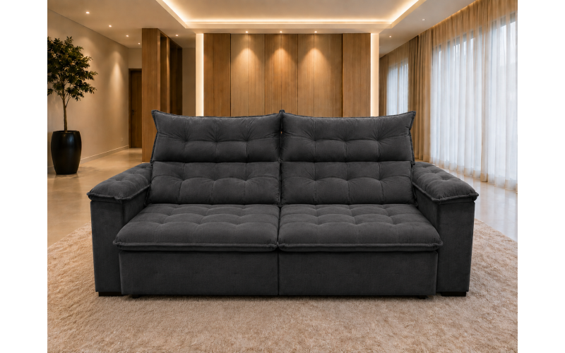 Sofá Retrátil Livia 2,90 Metros Velusoft | Conforto e Elegância para sua Sala