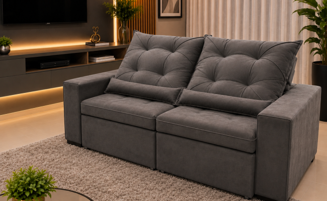  Sofá Retrátil Sophia 2,50 Metros velusoft | Conforto e Elegância para sua Sala