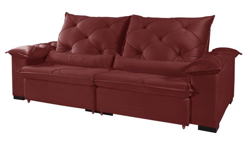 Sofá Retrátil Reclinável ATENAS 2.90m ESTILO ESTOFADOS - França Velusoft COR "VERMELHO" Sofá Retrátil Reclinável ATENAS 2.90m ESTILO ESTOFADOS - França Velusoft COR "VERMELHO"