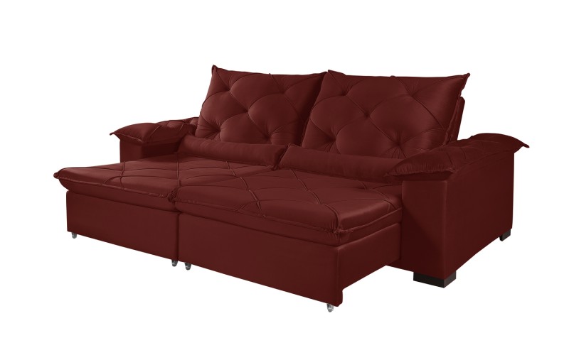 Sofá Retrátil Reclinável ATENAS 2.90m ESTILO ESTOFADOS - França Velusoft COR "VERMELHO" Sofá Retrátil Reclinável ATENAS 2.90m ESTILO ESTOFADOS - França Velusoft COR "VERMELHO"