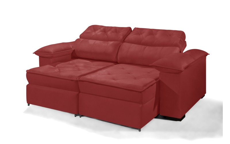 Sofá Retrátil Reclinável DOA 2.20m ESTILO ESTOFADOS - França Velusoft COR "VERMELHO" Sofá Retrátil Reclinável DOA 2.20m ESTILO ESTOFADOS - França Velusoft COR "VERMELHO"