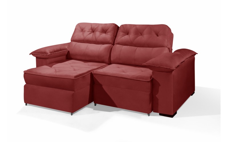 Sofá Retrátil Reclinável DOA 2.20m ESTILO ESTOFADOS - França Velusoft COR "VERMELHO" Sofá Retrátil Reclinável DOA 2.20m ESTILO ESTOFADOS - França Velusoft COR "VERMELHO"