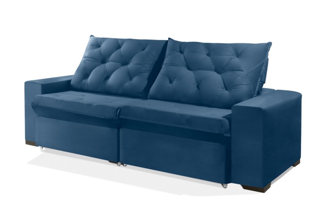 Sofá Retrátil e Reclinável 2.50m ESTILO ESTOFADOS - EUROPA com SoftGel D33 "Azul"
