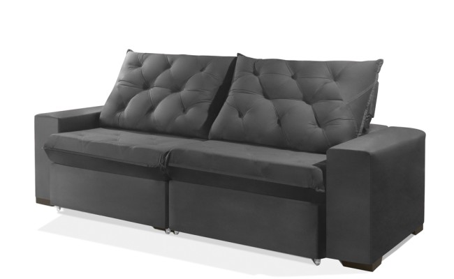 Sofá Retrátil e Reclinável 2.50m ESTILO ESTOFADOS - EUROPA com SoftGel D33 "Cinza"