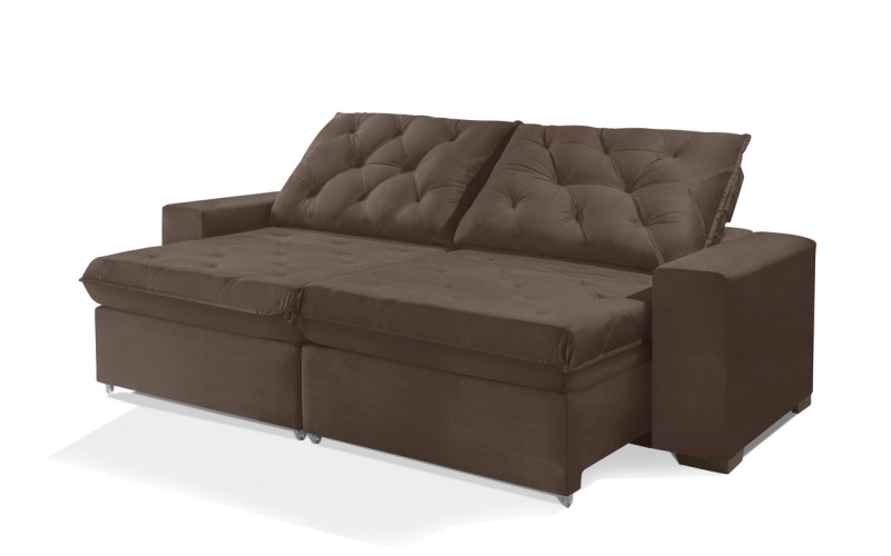 Sofá Retrátil e Reclinável 1,90m ESTILO ESTOFADOS - EUROPA com SoftGel D33 Velupluma "Marrom" Sofá Retrátil e Reclinável 1,90m ESTILO ESTOFADOS - EUROPA com SoftGel D33 Velupluma "Marrom"