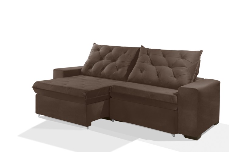 Sofá Retrátil e Reclinável 1,90m ESTILO ESTOFADOS - EUROPA com SoftGel D33 Velupluma "Marrom" Sofá Retrátil e Reclinável 1,90m ESTILO ESTOFADOS - EUROPA com SoftGel D33 Velupluma "Marrom"