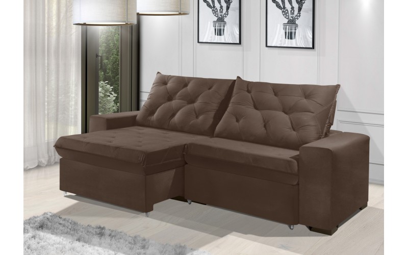 Sofá Retrátil e Reclinável 1,90m ESTILO ESTOFADOS - EUROPA com SoftGel D33 Velupluma "Marrom" Sofá Retrátil e Reclinável 1,90m ESTILO ESTOFADOS - EUROPA com SoftGel D33 Velupluma "Marrom"