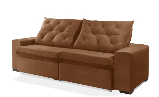 Sofá Retrátil e Reclinável 2.10m ESTILO ESTOFADOS - EUROPA com SoftGel D33 Velupluma "Terracota"