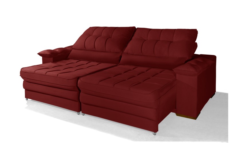Sofá Retrátil Reclinável LAUS 2.50m ESTILO ESTOFADOS - França Velusoft COR "VERMELHO" Sofá Retrátil Reclinável LAUS 2.50m ESTILO ESTOFADOS - França Velusoft COR "VERMELHO"