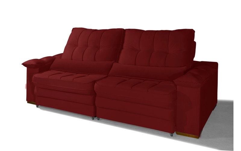 Sofá Retrátil Reclinável LAUS 2.50m ESTILO ESTOFADOS - França Velusoft COR "VERMELHO" Sofá Retrátil Reclinável LAUS 2.50m ESTILO ESTOFADOS - França Velusoft COR "VERMELHO"