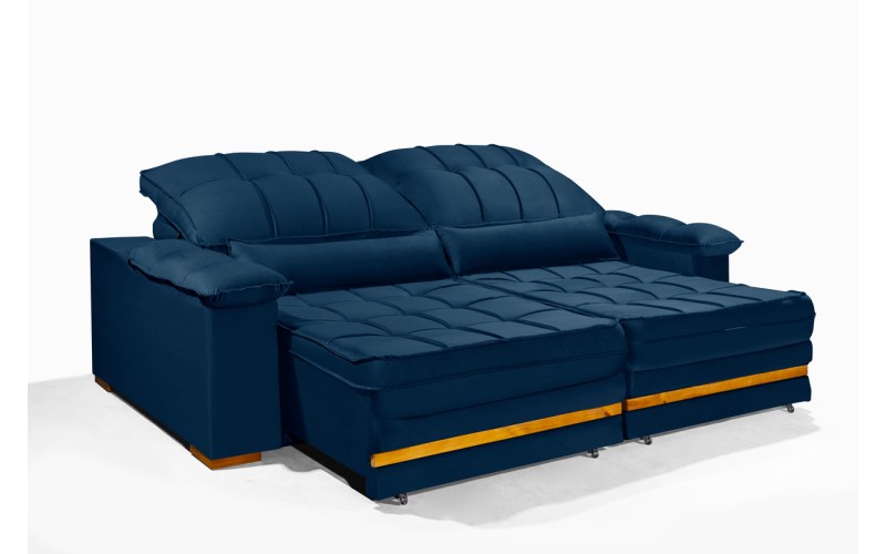 Sofá Retrátil Reclinável MORFEU 2,20m ESTILO ESTOFADOS - França Velusoft COR "AZUL" Sofá Retrátil Reclinável MORFEU 2,20m ESTILO ESTOFADOS - França Velusoft COR "AZUL"
