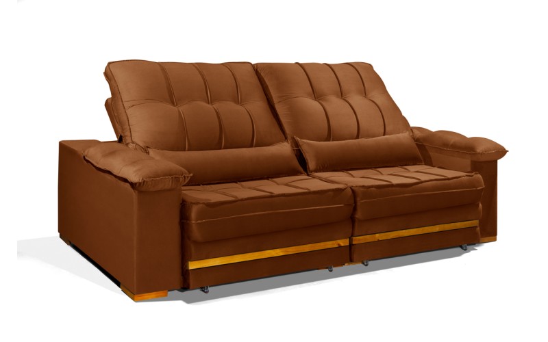 Sofá Retrátil Reclinável MORFEU 2.90m ESTILO ESTOFADOS - França Velusoft COR "TERRACOTA" Sofá Retrátil Reclinável MORFEU 2.90m ESTILO ESTOFADOS - França Velusoft COR "TERRACOTA"