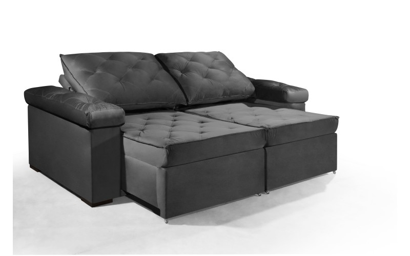 Sofá Retrátil e Reclinável 2.50m ESTILO ESTOFADOS - STAMBULL com SoftGel D33 Velusoft "Cinza" Sofá Retrátil e Reclinável 2.50m ESTILO ESTOFADOS - STAMBULL com SoftGel D33 Velusoft "Cinza"