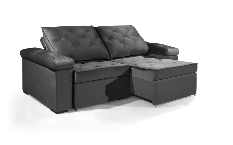 Sofá Retrátil e Reclinável 2.50m ESTILO ESTOFADOS - STAMBULL com SoftGel D33 Velusoft "Cinza" Sofá Retrátil e Reclinável 2.50m ESTILO ESTOFADOS - STAMBULL com SoftGel D33 Velusoft "Cinza"