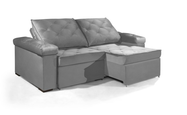 Sofá Retrátil e Reclinável 2.20m ESTILO ESTOFADOS - STAMBULL com SoftGel D33 Velusoft "Prata"