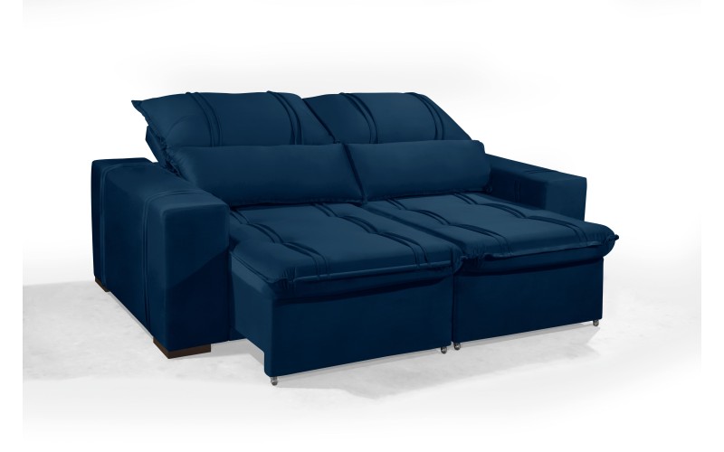 Sofá Retrátil e Reclinável 2.50m ESTILO ESTOFADOS - THOR com SoftGel D33 Velusoft "Azul" Sofá Retrátil e Reclinável 2.50m ESTILO ESTOFADOS - THOR com SoftGel D33 Velusoft "Azul"