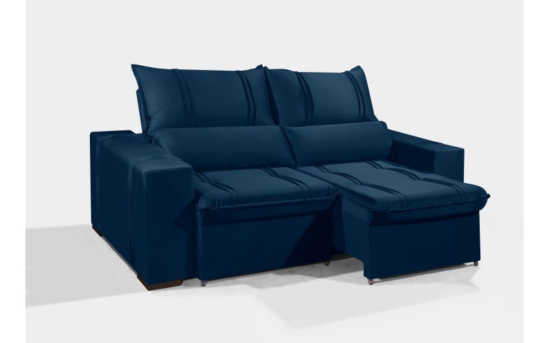 Sofá Retrátil e Reclinável 2.50m ESTILO ESTOFADOS - THOR com SoftGel D33 Velusoft "Azul" Sofá Retrátil e Reclinável 2.50m ESTILO ESTOFADOS - THOR com SoftGel D33 Velusoft "Azul"