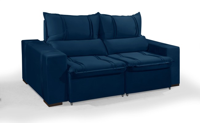 Sofá Retrátil e Reclinável 2.20m ESTILO ESTOFADOS - THOR com SoftGel D33 Velusoft "Azul"