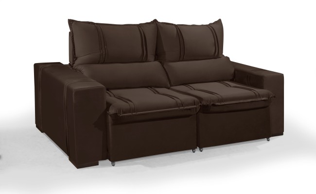 Sofá Retrátil e Reclinável 2.20m ESTILO ESTOFADOS - THOR com SoftGel D33 Velusoft "Marrom"