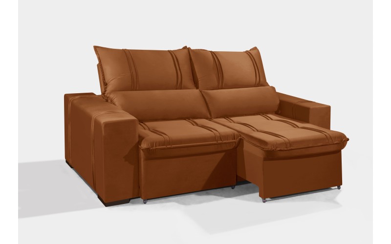 Sofá Retrátil e Reclinável 2.90m ESTILO ESTOFADOS - THOR com SoftGel D33 Velusoft "Terracota" Sofá Retrátil e Reclinável 2.90m ESTILO ESTOFADOS - THOR com SoftGel D33 Velusoft "Terracota"