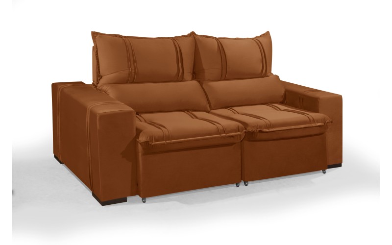 Sofá Retrátil e Reclinável 2.90m ESTILO ESTOFADOS - THOR com SoftGel D33 Velusoft "Terracota" Sofá Retrátil e Reclinável 2.90m ESTILO ESTOFADOS - THOR com SoftGel D33 Velusoft "Terracota"