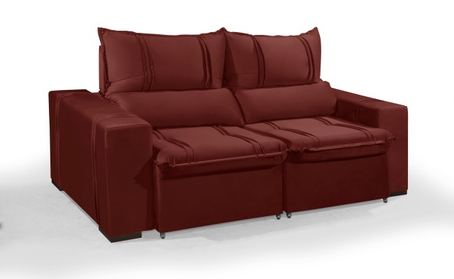 Sofá Retrátil e Reclinável 2.20m ESTILO ESTOFADOS - THOR com SoftGel D33 Velusoft "Vermelho"
