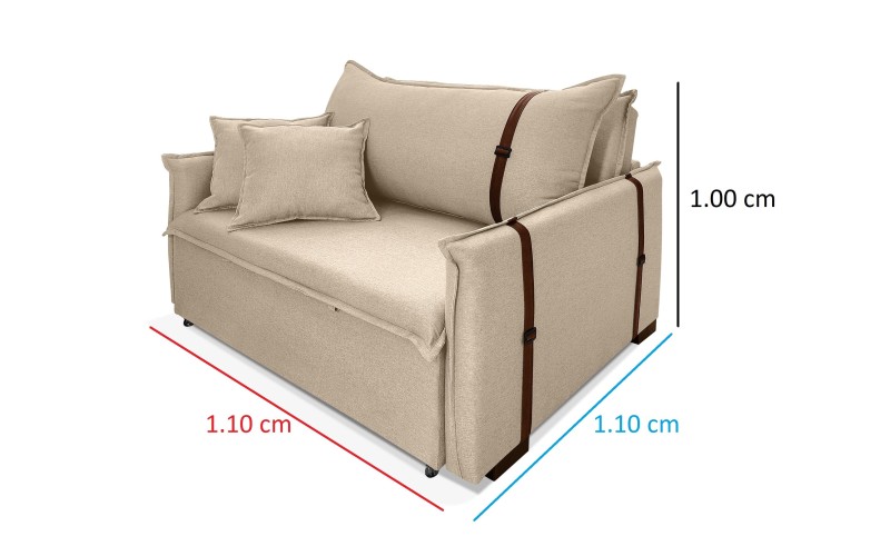 Poltrona Sofá Cama Valence Premium 120cm SoftGel D33 Linho Bege Poltrona Sofá Cama Valence Premium 120cm SoftGel D33 Linho Bege