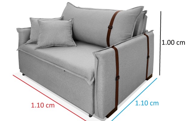 Poltrona Sofá Cama Valence Premium 130cm SoftGel D33  Linho Cinza Claro