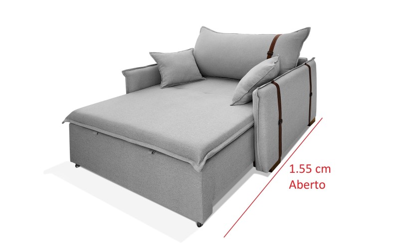 Poltrona Sofá Cama Valence Premium 140cm SoftGel D33 Linho Cinza Claro Poltrona Sofá Cama Valence Premium 140cm SoftGel D33 Linho Cinza Claro