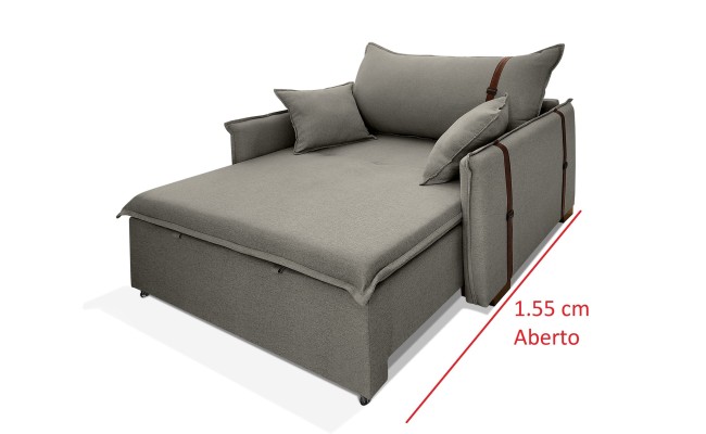Poltrona Sofá Cama Valence Premium 140cm SoftGel D33  Linho Cinza