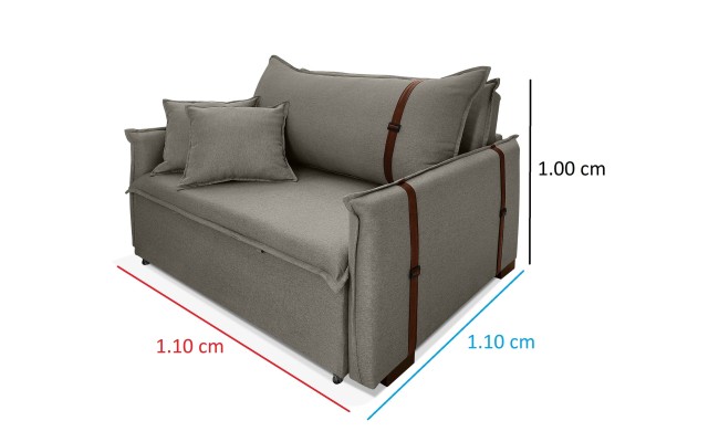 Poltrona Sofá Cama Valence Premium 130cm SoftGel D33  Linho Cinza