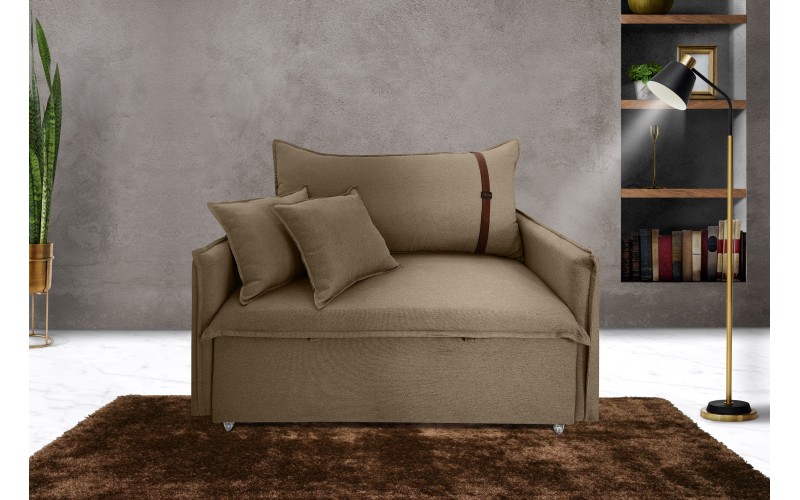 Poltrona Sofá Cama Valence Premium 130cm SoftGel D33 Linho Marrom Poltrona Sofá Cama Valence Premium 130cm SoftGel D33 Linho Marrom