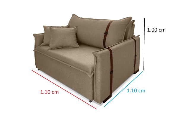 Poltrona Sofá Cama Valence Premium 140cm SoftGel D33  Linho Marrom