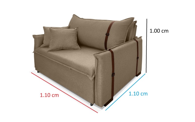 Poltrona Sofá Cama Valence Premium 130cm SoftGel D33 Linho Marrom Poltrona Sofá Cama Valence Premium 130cm SoftGel D33 Linho Marrom