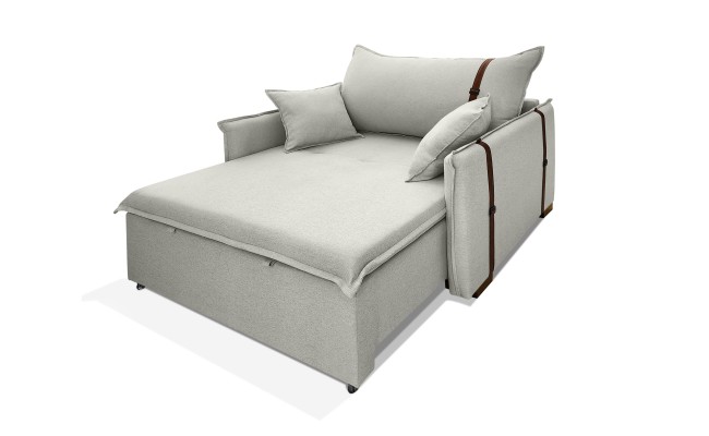 Poltrona Sofá Cama Valence Premium 100cm SoftGel D33  Linho Palha