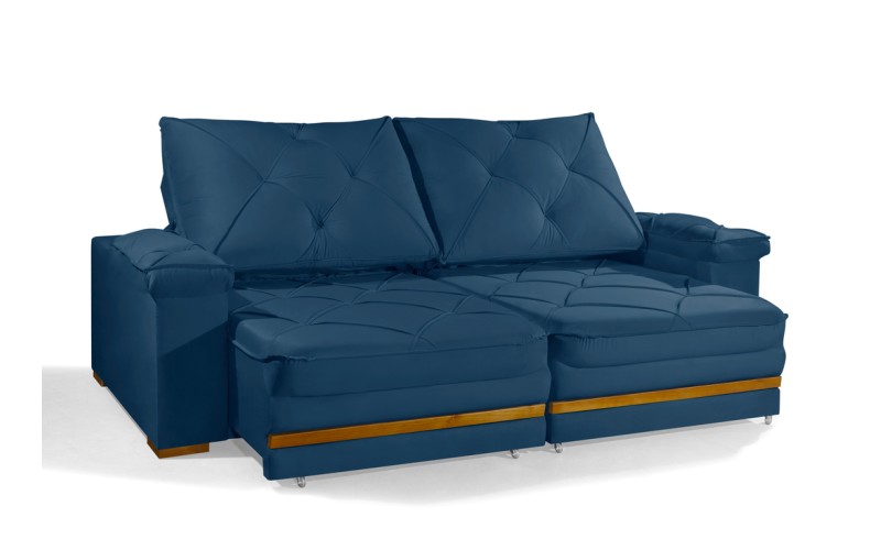 Sofá Retrátil Reclinável GANA 2,90m ESTILO ESTOFADOS - França Velusoft COR "AZUL" Sofá Retrátil Reclinável GANA 2,90m ESTILO ESTOFADOS - França Velusoft COR "AZUL"
